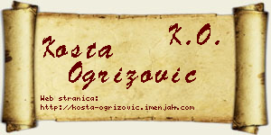 Kosta Ogrizović vizit kartica